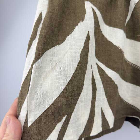 MASSIMO DUTTI Palm Tree Print Olive Green Cream Maximalist Boho Resort Shorts 6 - Picture 3 of 10